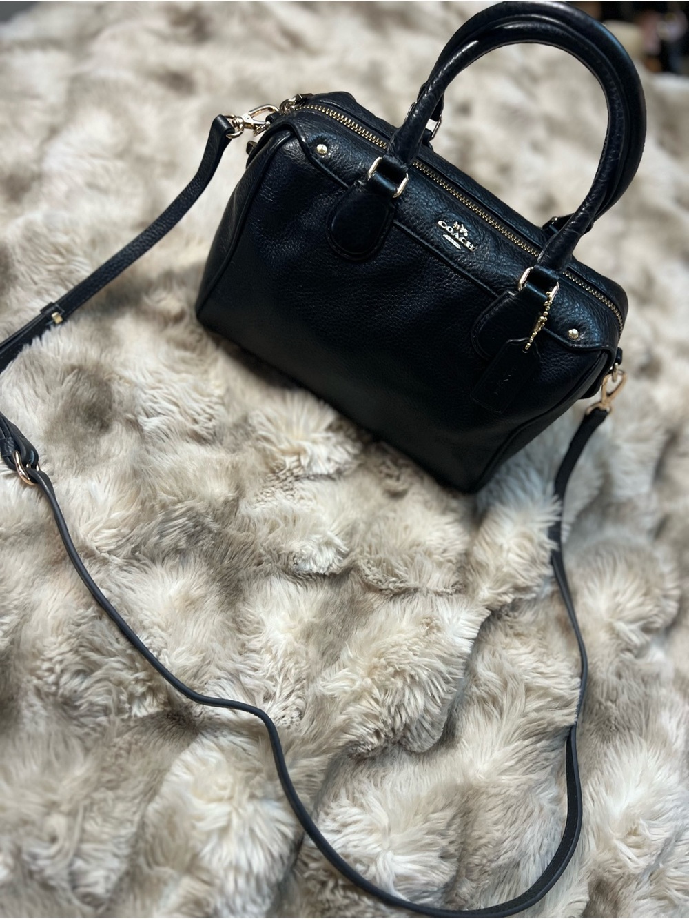 Coach Mini Bennett Satchel in black pebbled leather (MSRP $358)